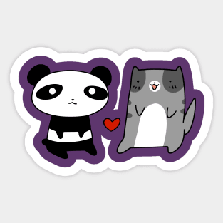 Panda and Blue Cat Love Sticker